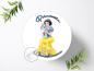 Preview: Prinzessin Schneewittchen mit Wunschname, Tortenaufleger Ø 20cm, 0308z